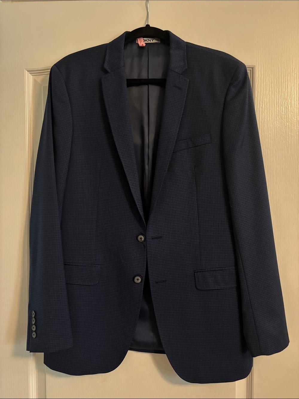 DKNY Men's Dark Navy Subtle Check Sport Coat size 40Long